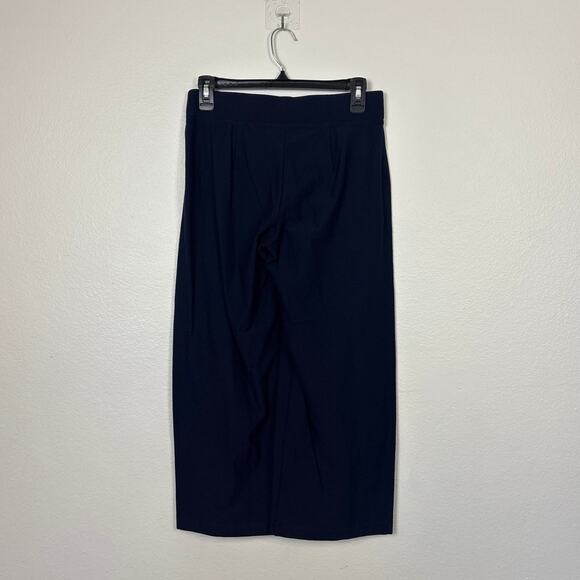 NWT Eillen Fisher Wide Crepe Pant with Yoke Pull On Cropped in Midnight Petite S - Picture 3 of 6